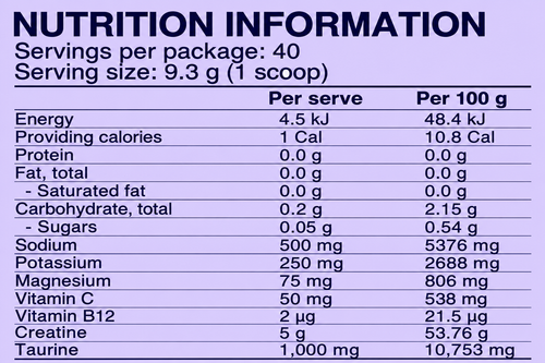 BOWNSE grape nutrition information — 50 mg Vitamin C per serving